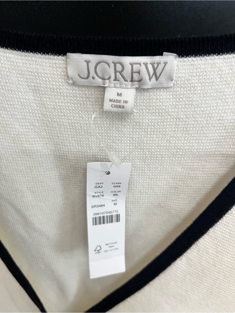 J. Crew Cream Cardigan with Black Trim and Gold Buttons - Picture 2 of 2